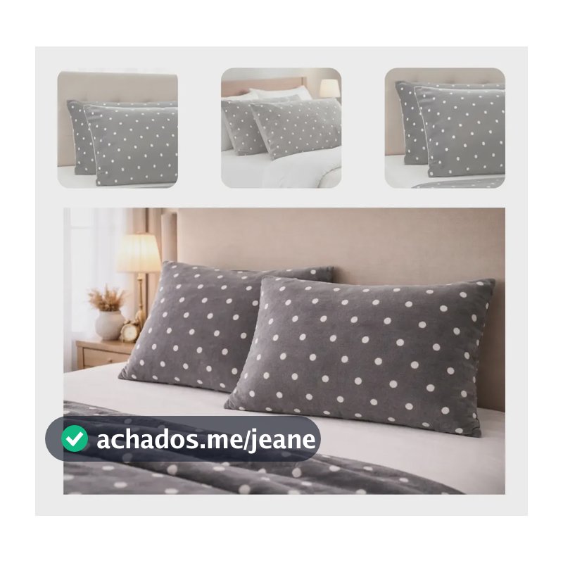 Par De Fronhas De Plush Manta Soft Para Travesseiro 70x50 Cor Poá Cinza Cor