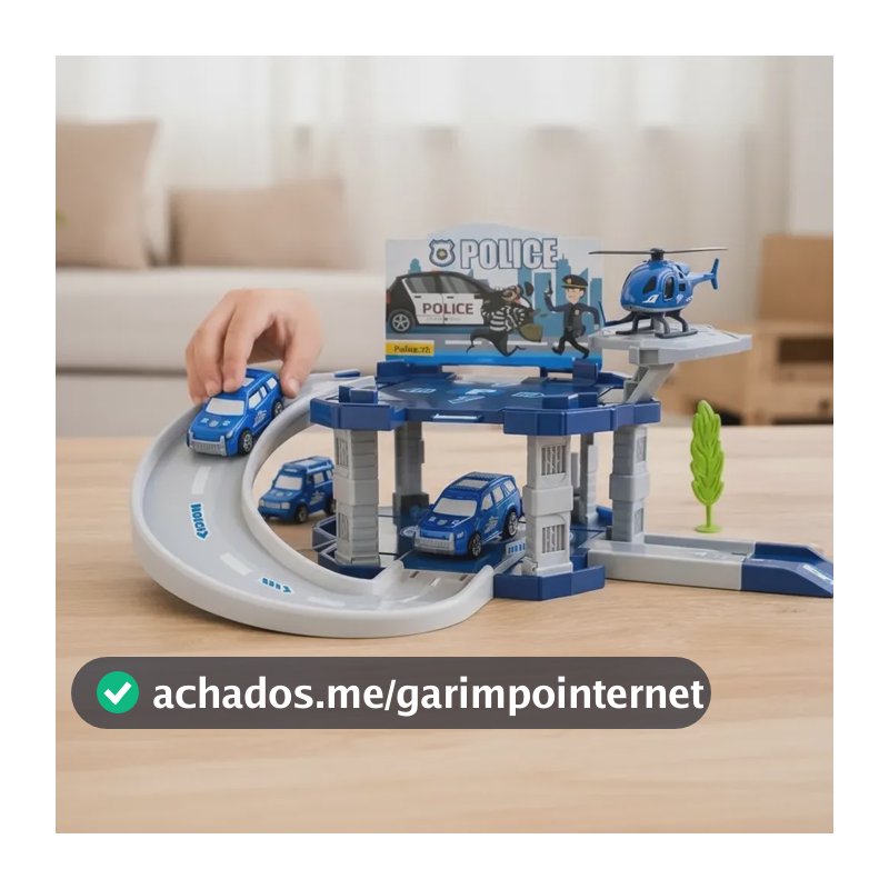 Brinquedo Estação Policial Com Pista Helicóptero Carrinhos Multicolorido