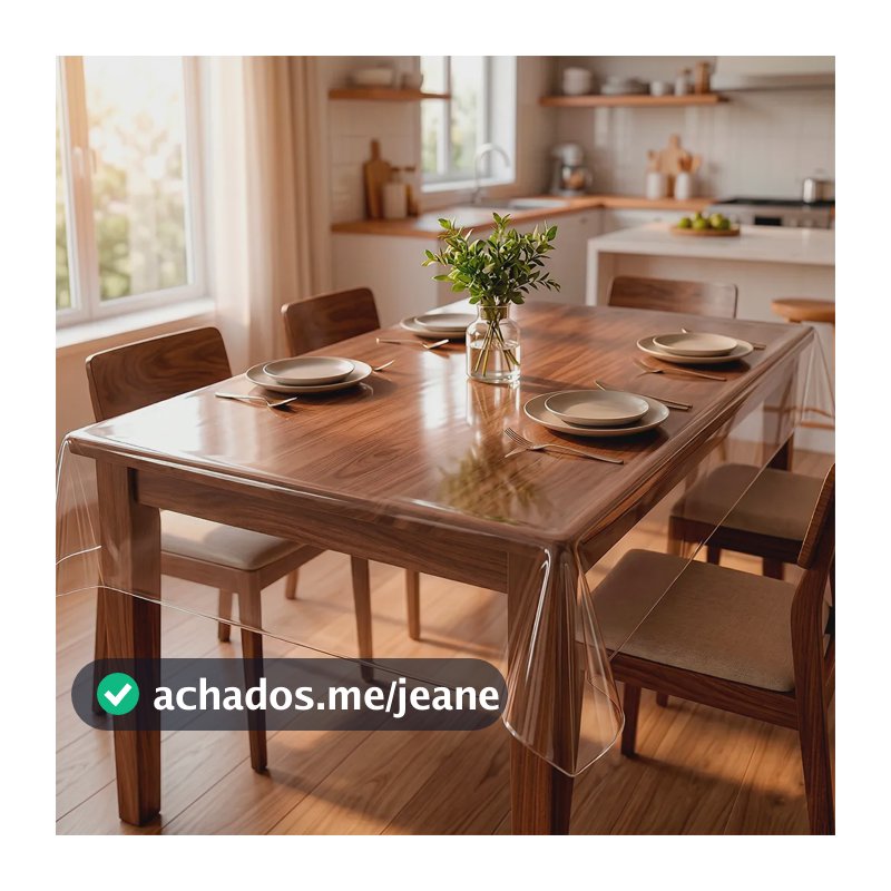 Toalha De Mesa Plástico 2,50x1,40m Transparente Impermeável Transparente