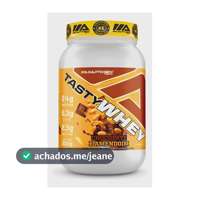 Suplemento Tasty Whey 3w Gourmet Whey Protein Adaptogen Science Pote 900g Sabor Chocolate e Amendoim