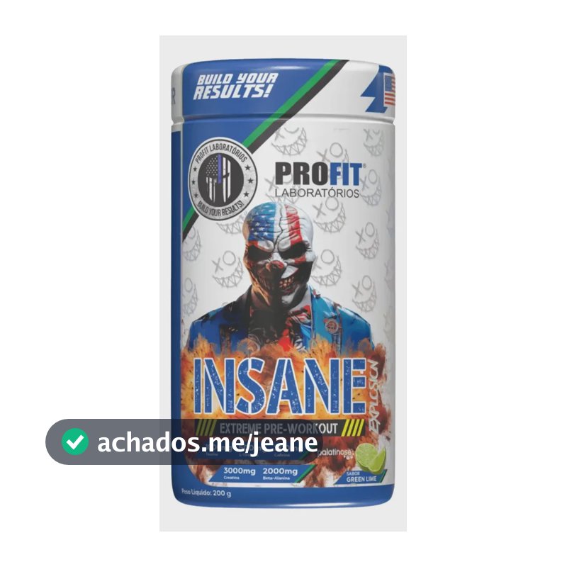 Pré Treino Insane Explosion Extreme Pré Workout 200g - Profit Sabor Limão Nova Fórmula Com Arginina Taurina Tirosina Coenzima Q10 Fostatidilserina Picolinato de Cromo Cafeína