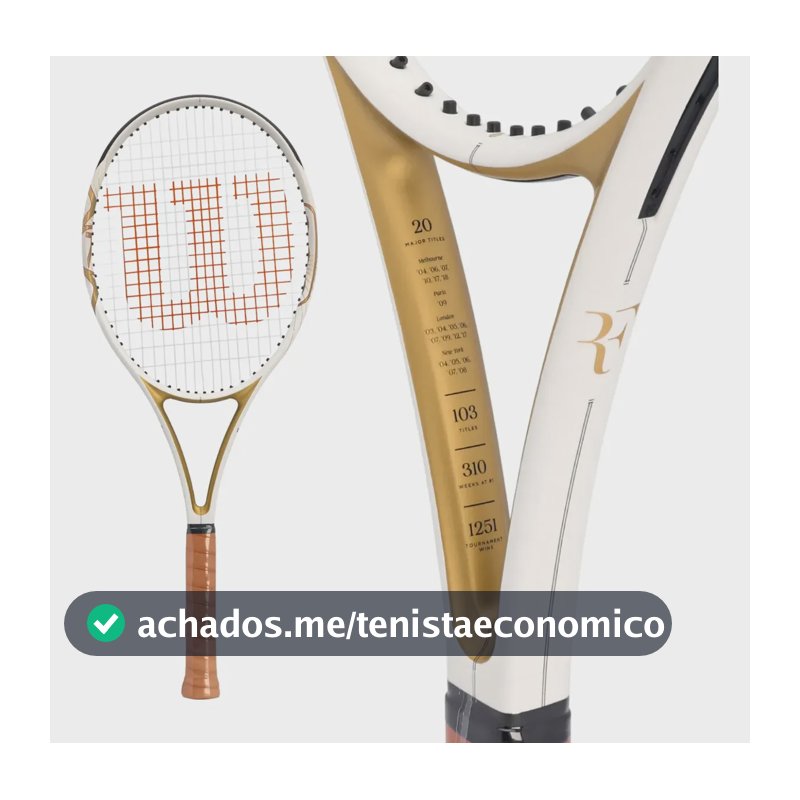 Raquete De Tenis Wilson Hall Of Fame Edição R. Federer L3 Branco/dourado L3