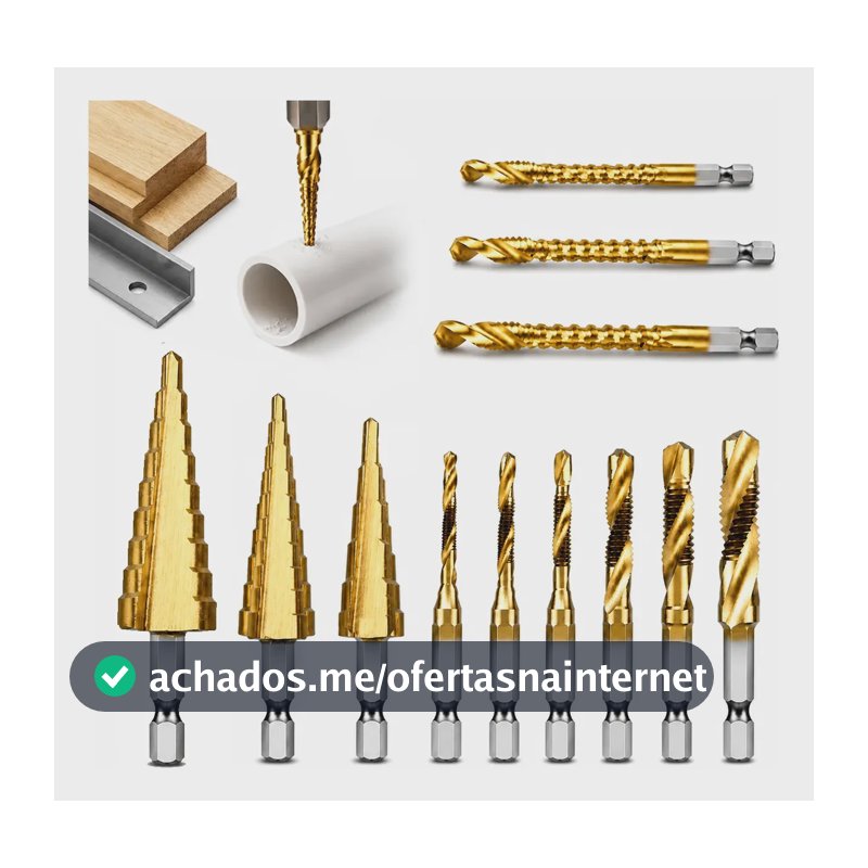 Kit 12 Peças Brocas Escalonadas Hss Titânio Metal Madeira