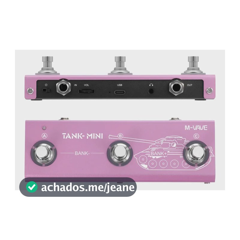 Pedal Multi-efeitos M-Vave Tank Mini Para Guitarra e Baixo Rosa Compacto