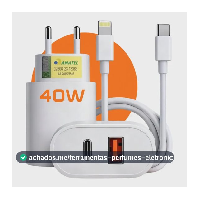 Carregador Turbo 40w Para iPhone 11 12 13 14 Pro Max Usb Branco