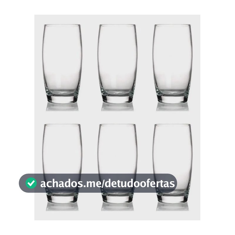Kit 6 Copos Oca Nadir 300ml Vidro para Água e Suco