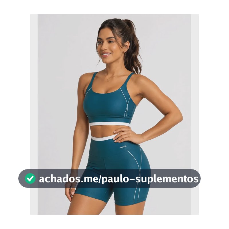 Conjunto Feminino Academia Shorts E Top Alcinha Fitness Azul-aço Liso M