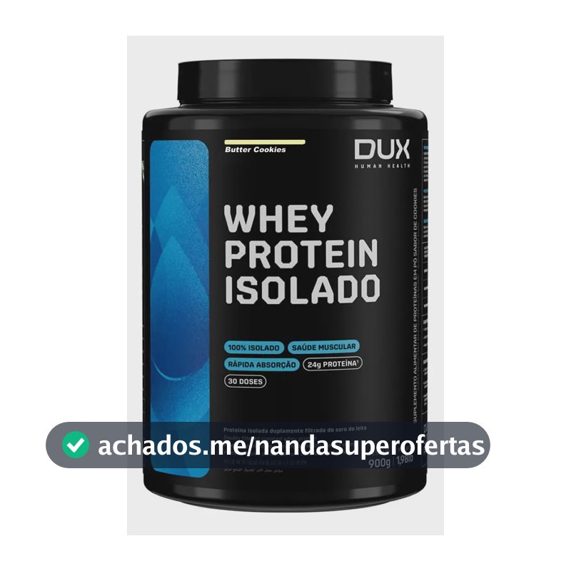 Dux Human Healt Whey Protein Isolado Pote Sabor Neutro 900g Butter Cookies