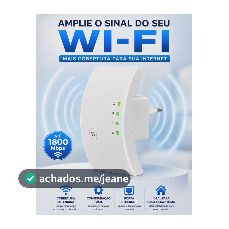 Repetidor Sinal Wifi 1800mbps Amplificador Sem Fio Turbo Porta Ethernet Cobertura Estendida Casa Escritorio Configuracao Facil Compativel Roteador Wireless Cor Branco Gigabit Alta Midiafone