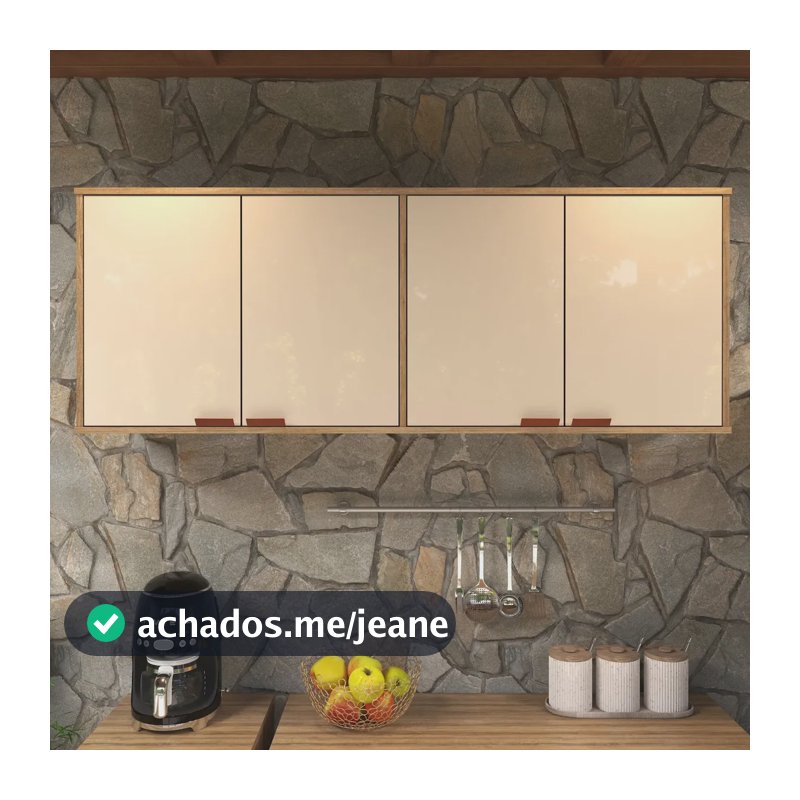 Armário De Parede Cozinha 4 Portas Com Design Moderno Cor Off White