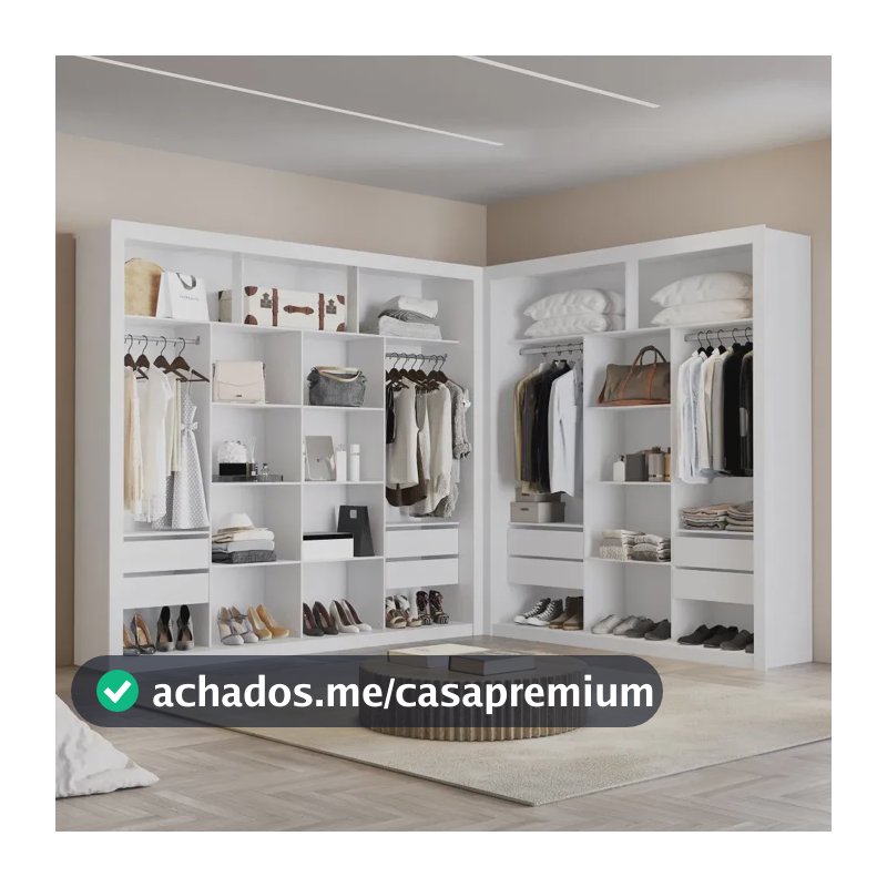 Closet Modulado Casal Mdf 8 Gavetas Amoudi Branco