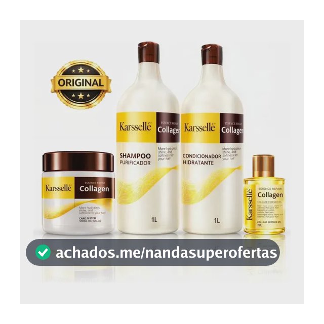 Kit Karssellé Máscara 500g + Shampoo 1l + Cond 1l + Óleo 7ml