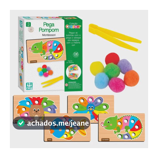Jogo Pega Pom Pom Coleção Madeira Crescer Educativo Nig