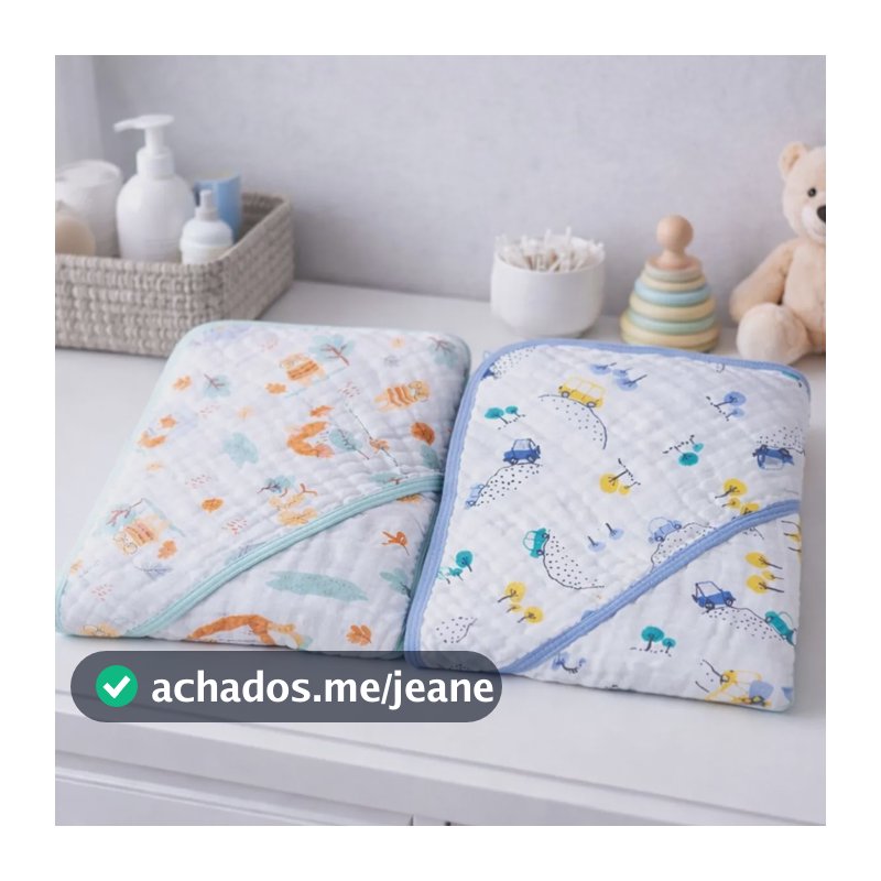Kit 2 Toalhas De Banho Bebe Soft Fralda Capuz Enxoval Menino