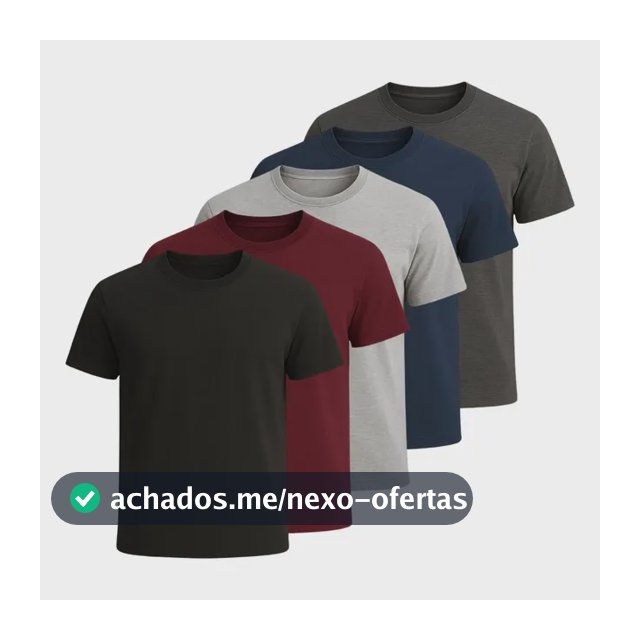 Kit 5 Camisetas Basica Algodão Lisas Gola Redonda Regular