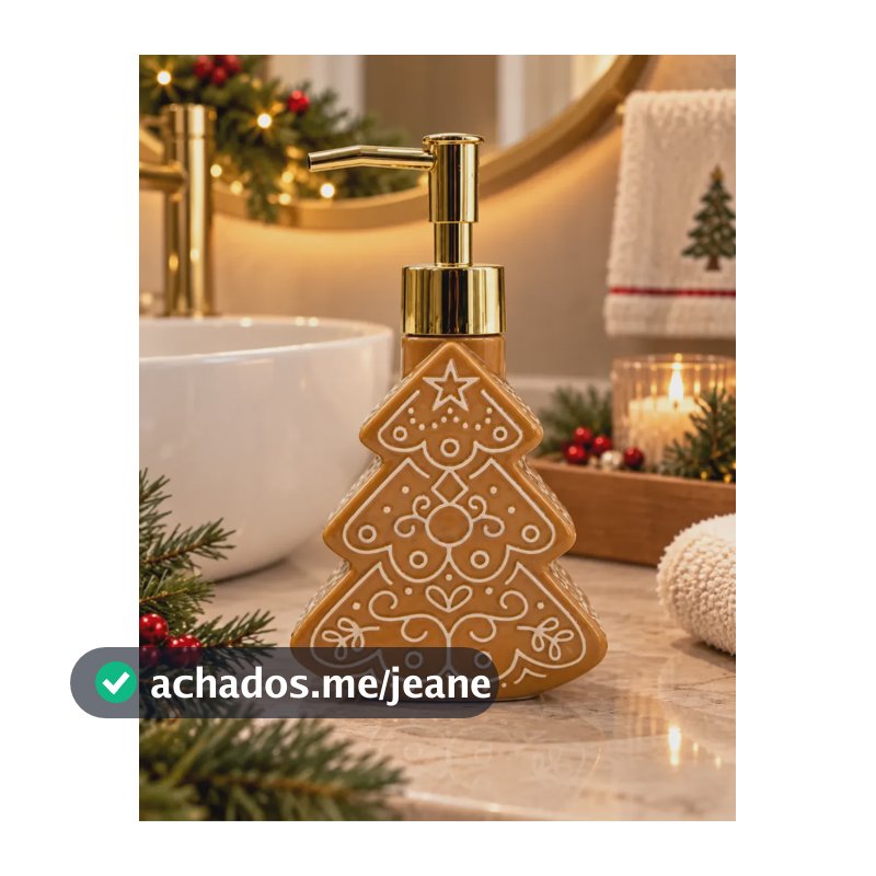 Porta Sabonete Liquido Natal Banheiro Decoração Porcelana Árvore Natal