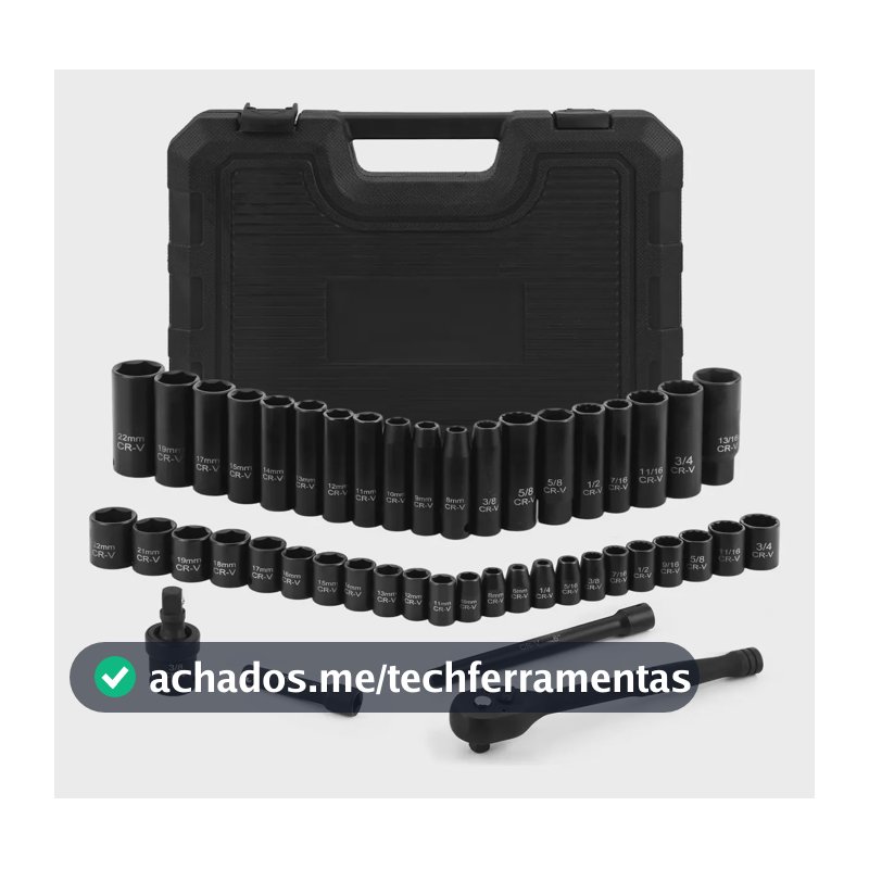 Jogo De Soquete Aço Crv 3/8 Catraca Chave Com Maleta Dobevi Cor Preto