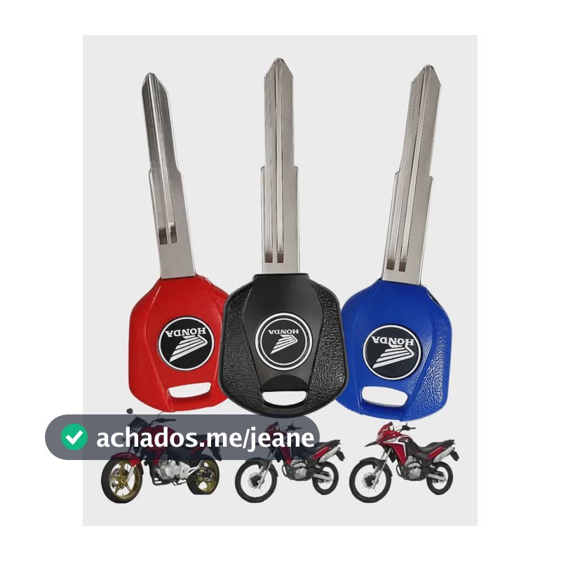 Kit 3 Chaves Honda Lâmina Virgem Pop110 Cg Fan Titan Bros