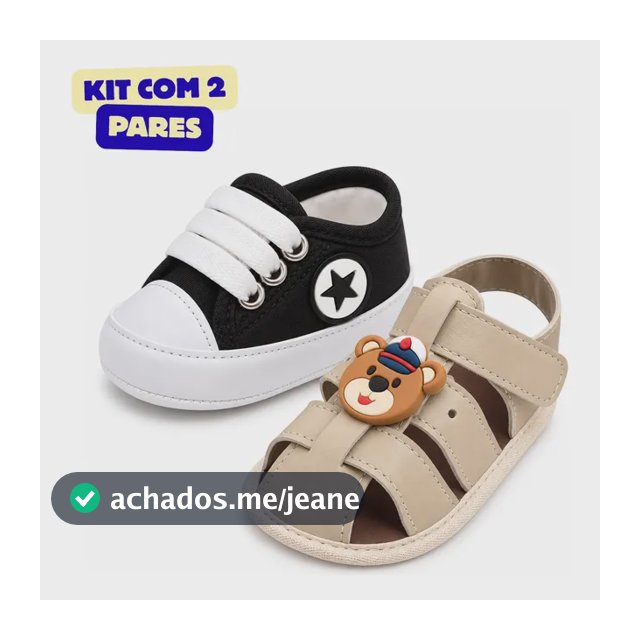 Kit Tenis Bebê Menino Papete Marinheiro Flexível Rn -2 Pares