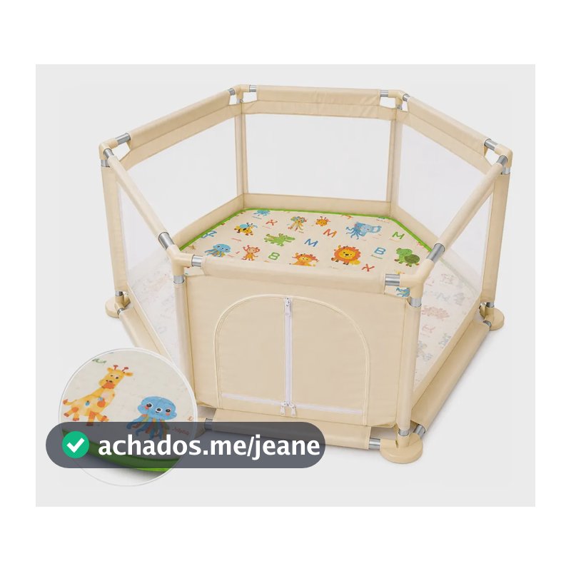 Cercadinho Infantil Portátil Mazzilli Desmontável para Bebê Bege