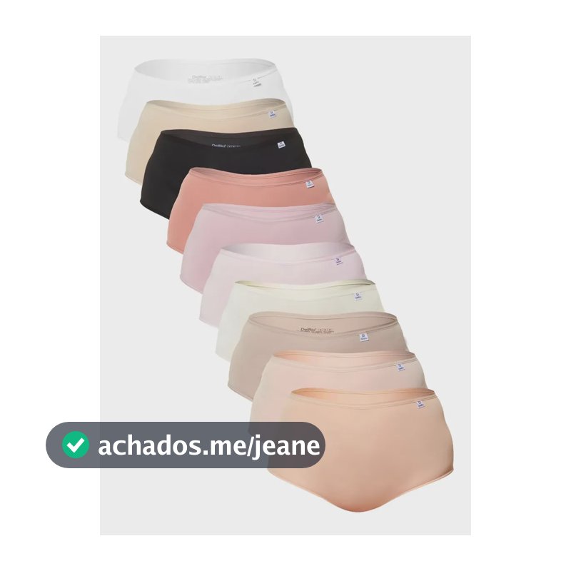Kit Com 10 Calcinhas Feminina Calça Larga Microfibra Delrio Nature, Preto, Branco, Romancr, Mousse, Quartzo, Algodão Doce, Make, Rosa Liso M