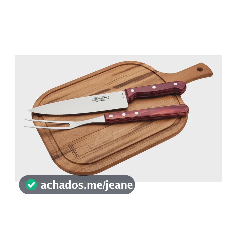Tramontina kit churrasco com tábua madeira 21198714 polywood 3 peças