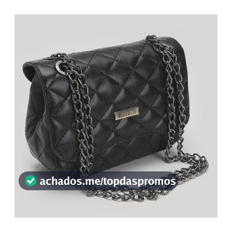 Bolsa Feminina Pequena Média Ombro Corrente Transversal Tiracolo Casual Couro PU Alça Lateral De Lado Fashion Sofisticada Tendência Blogueira Moderna Moda Elegante Matelassê Bordada Festa Cor Preta
