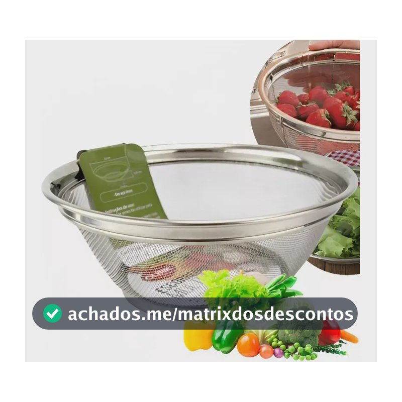 Clink Escorredor De Macarrão Arroz Legumes Verduras Multiuso 22cm Cor Inox
