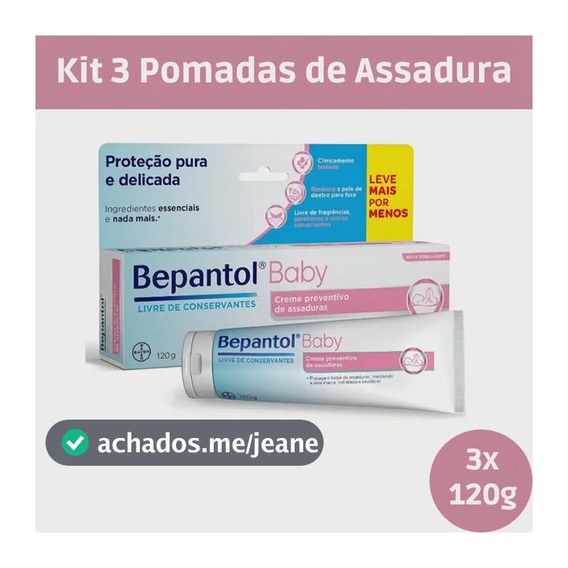 Kit 3 Pomadas Contra Assaduras Bepantol Baby 120g Total 360