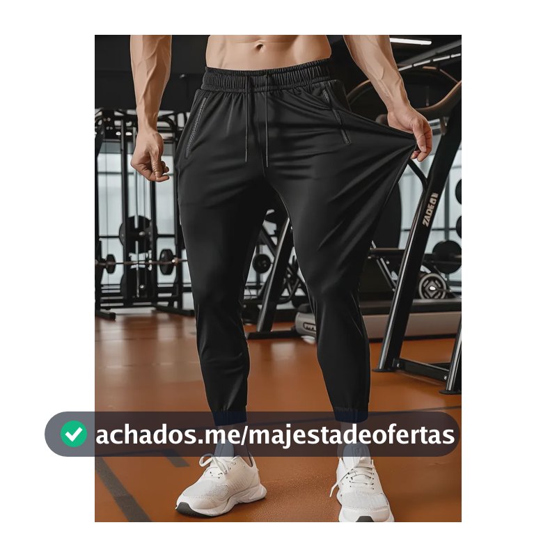 Calça Masculina Tactel Jogger Esportiva Academia Slim Treino Preto Tactel G 40/44