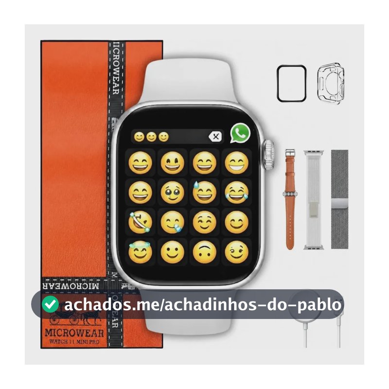 Relógio Smartwatch W11 Pro Mini 42mm Amoled Gps Nfc Whatsapp Branco/prateado