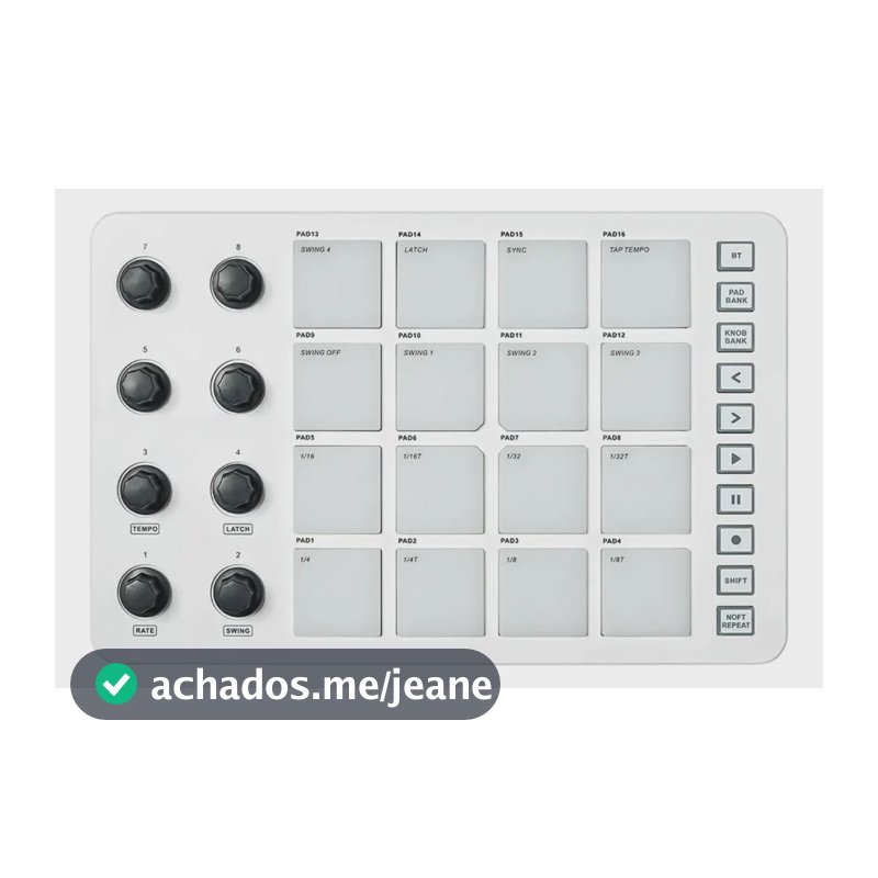 Teclado MIDI Sem Fio M-Vave SMC-PAD 16 Pads Branco Conexão BT Integrada