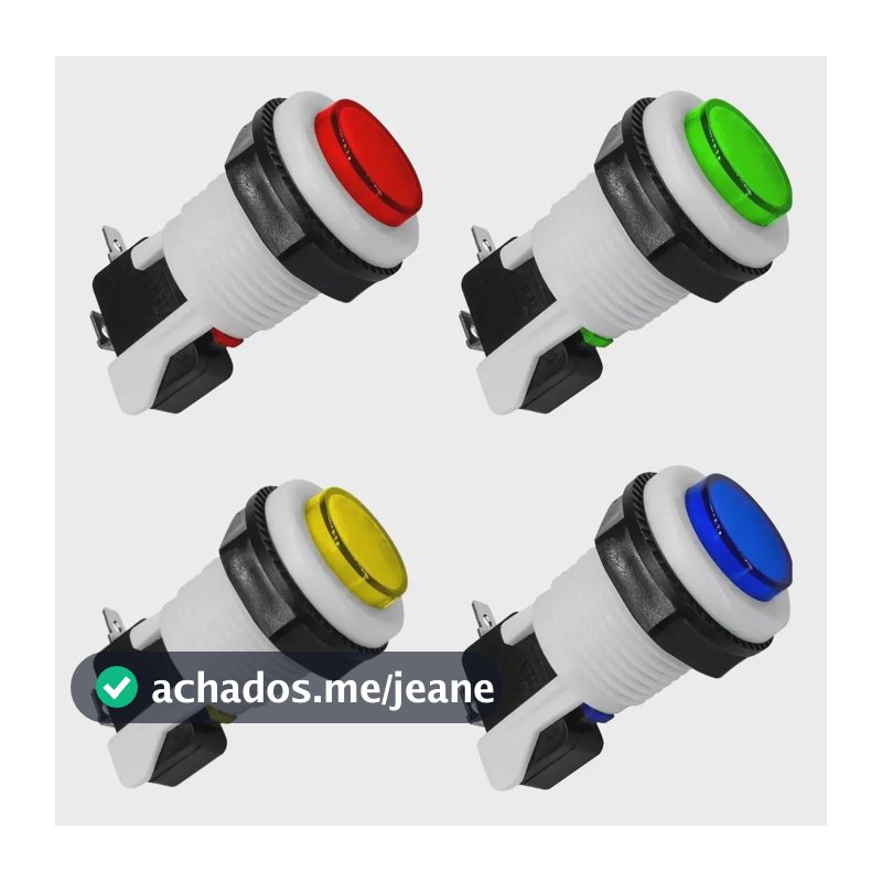 Chave Botão Pbs-29 Arcade Jukebox Fliperama Cor Kit 4 Peças