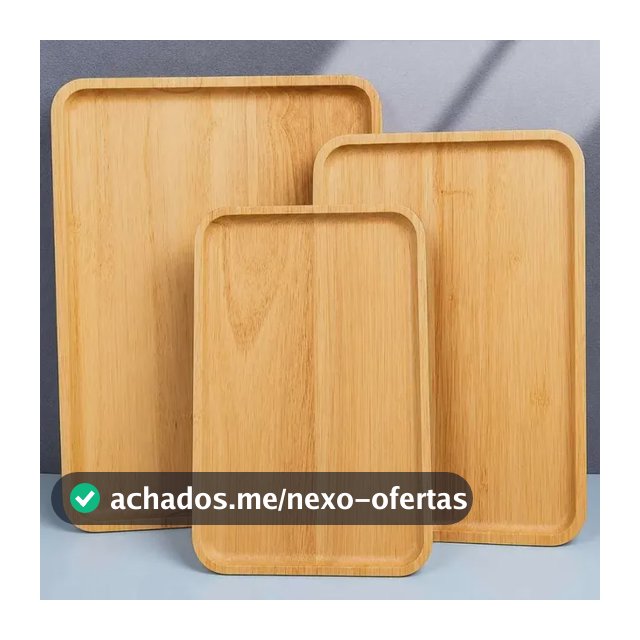 Kit 3 Bandejas Retangulares Estilo Bambu Café Decoração Marrom