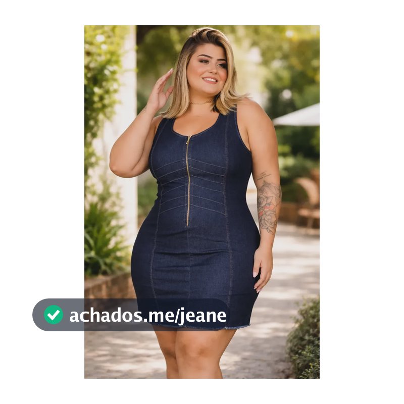 Vestido Jeans Feminino Plus Size Tubinho Lycra Senhora Jeans Escuro 48