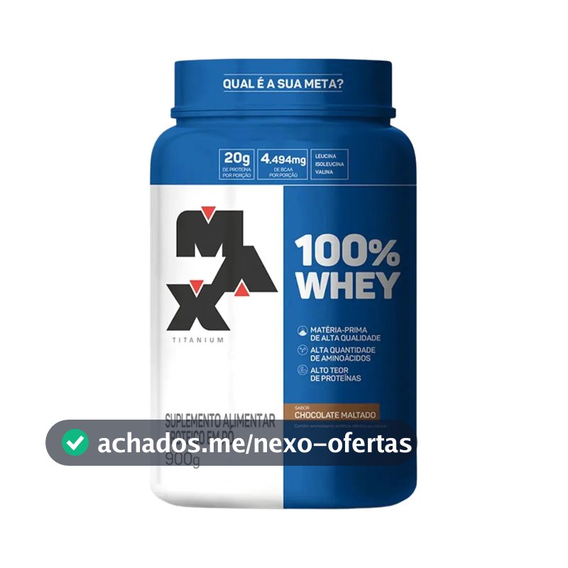 100% Whey (900g) Max Titanium Sabor Chocolate maltado