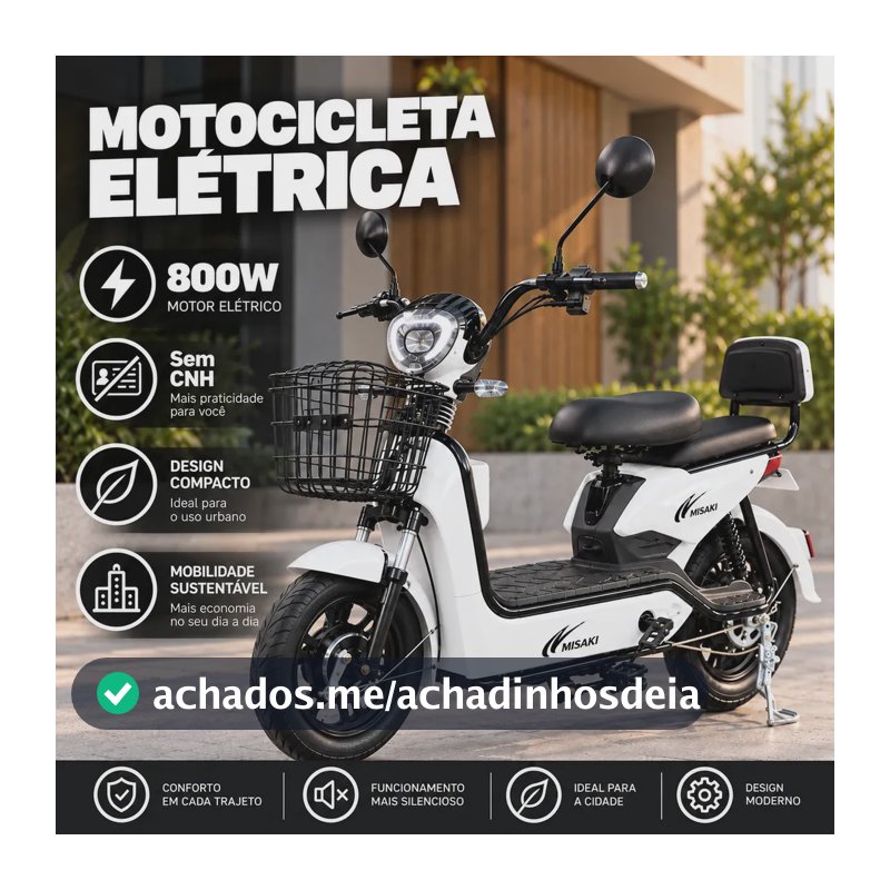 Motocicleta Eletrica Bike Bicicleta Moto Scooter Mobilidade 800W Sem CNH Cor Branco