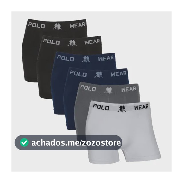 Kit 6 Cuecas Boxer Sem Costura Polo Wear Microfibra