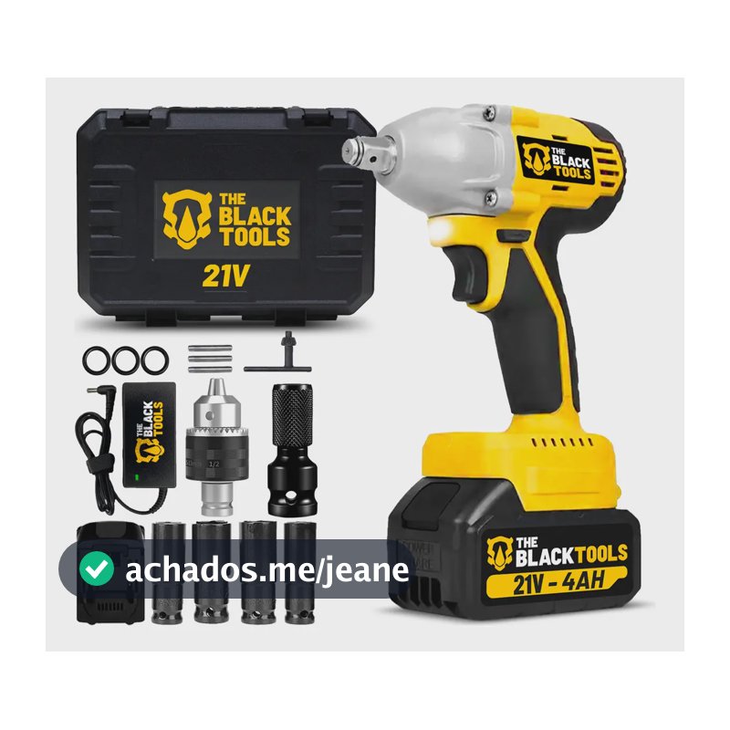 Chave de Impacto a Bateria 21V 430Nm Brushless 13mm Com Maleta e 1 Bateria The Black Tools TB-21IK