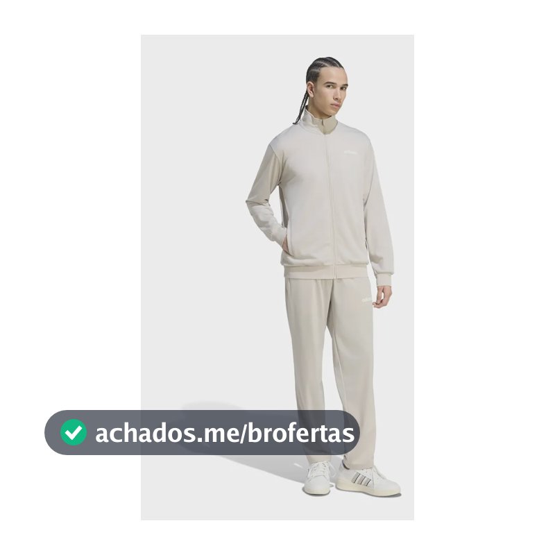 Conjunto De Agasalho Masculino Linear adidas Bege Liso Gg