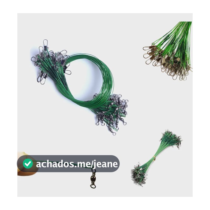 Kit 10 Encastoados Cabo Aço P/ Pesca Com Snap E Girador 25cm