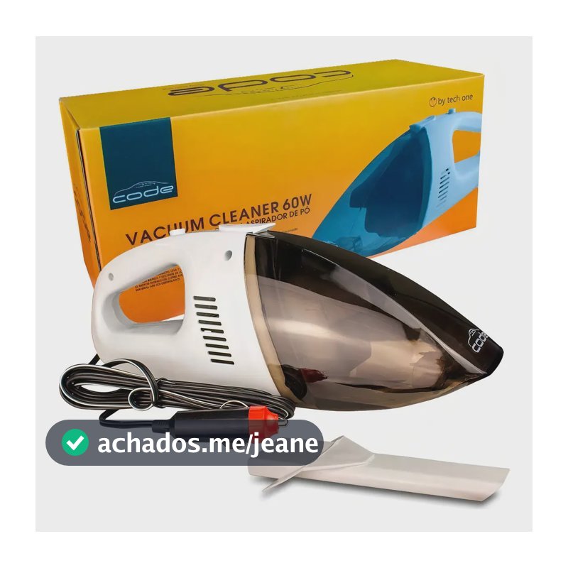 Aspirador De Pó Automotivo Para Limpeza Portátil Code 60w Cor Branco/Preto