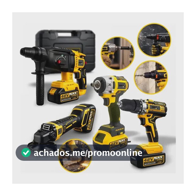 Kit Multi Ferramentas 4 Em 1 48v Sem Fio Com 2 Baterias Furadeira Parafusadeira Martelete Esmerilhadeira Chave De Impacto Com Maleta Alta Potência Uso Profissional E Doméstico Simake