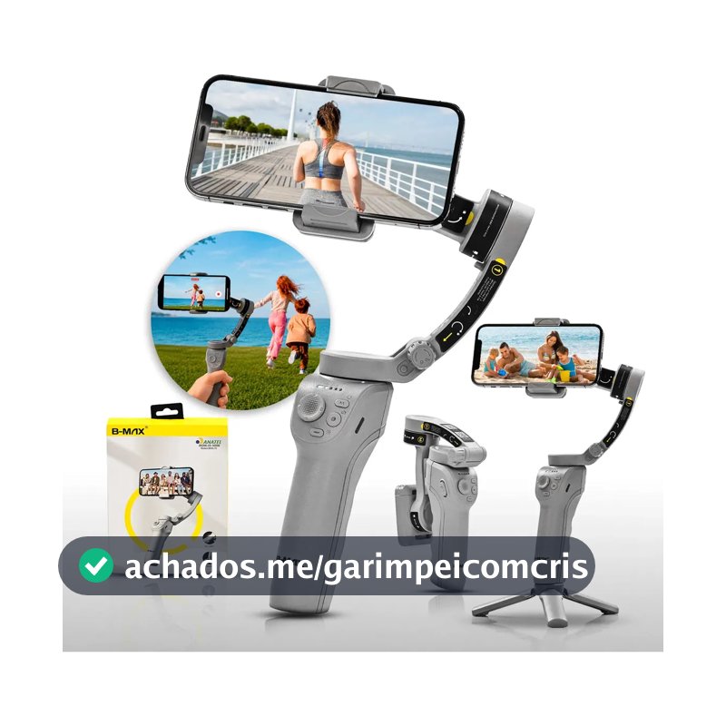 Estabilizador Com 3 Eixos Tripé Articulado Bluetooth Suporte Vídeo Portátil Luz Câmera Para Celular Android e iOS