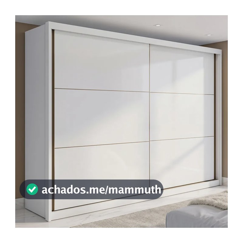 Guarda-roupa Casal MDF 2 Portas Corrediças Branco 6 Gavetas Móveis Lopas