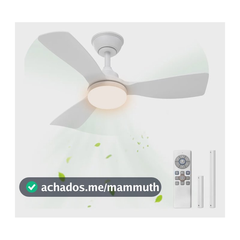 Ventilador de Teto 36" com Luz LED e Controle Remoto, Motor DC Silencioso para Quarto