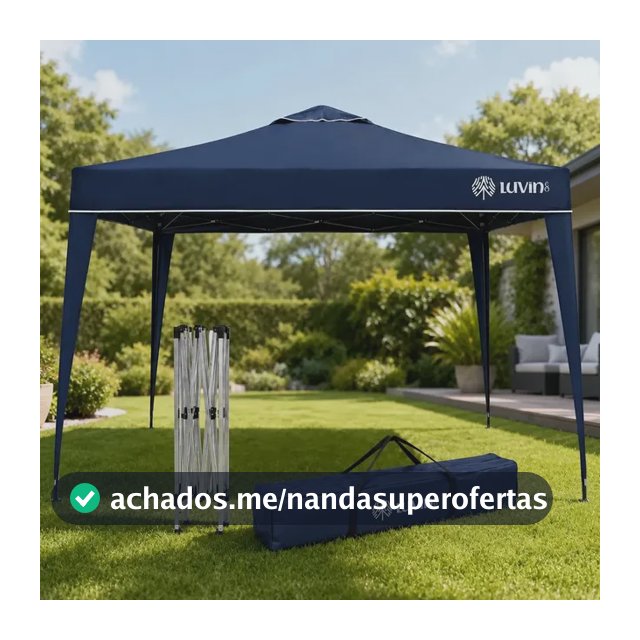 Tenda Gazebo Sanfonada Articulada Luvinco 3x3m Azul Impermeável Resistente Proteção Ao Ar Livre Camping Praia Eventos Montagem Prática Estrutura Resistente Durável