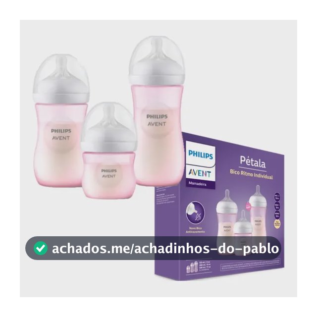 Kit 3 Unidades Mamadeiras Pétala 3.0 Cor Rosa ‎Philips Avent