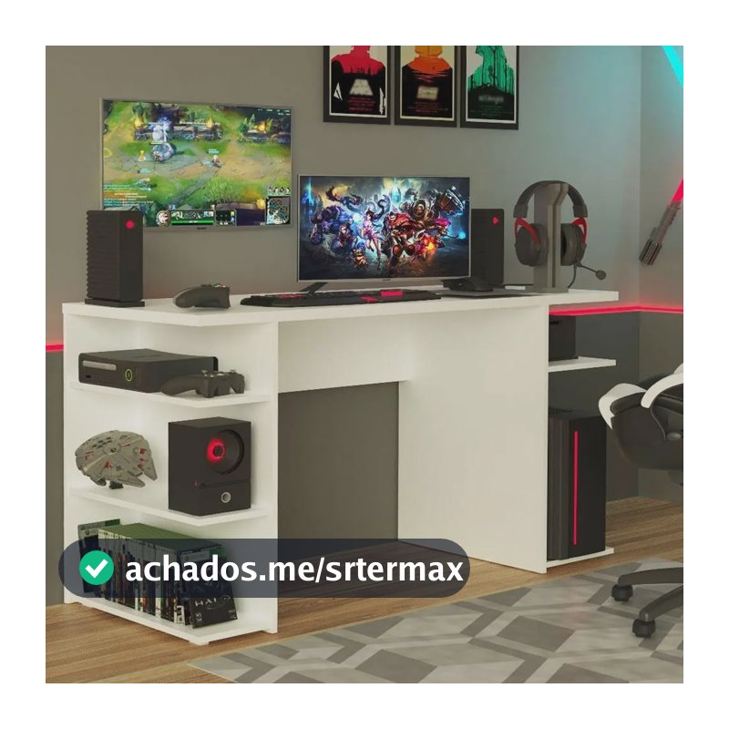 Mesa Gamer Madesa 9409 - Branco Branco