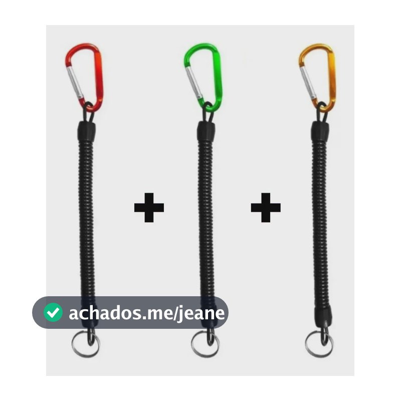 Kit 3 Cordão Segurança Salva Vara Espiral Mosquetão Alumínio